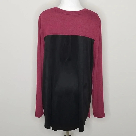 H by Halston Burgundy Long Sleeve Top with Black Back M - Picture 3 of 6